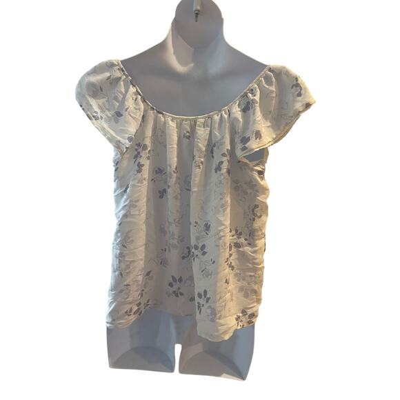 COMO BLU, SIZE M, GRAY TOP WITH PURPLE FLORAL PRINT - Picture 2 of 3